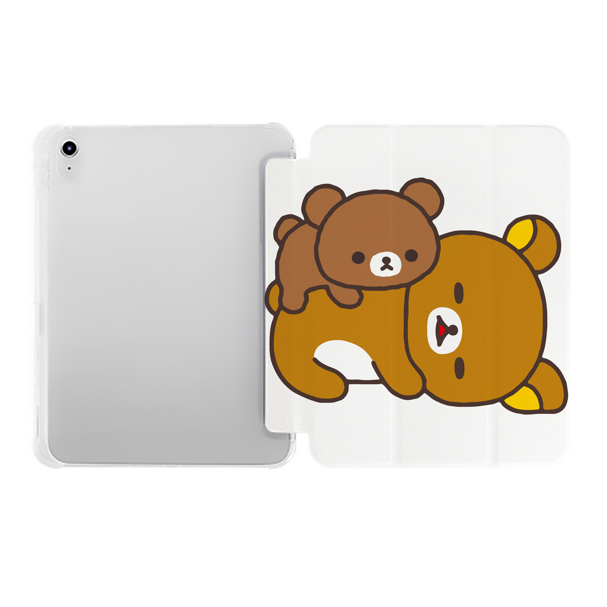 （画像用） リラックマ リラックマ キイロイトリ Rilakkuma Korilakkuma Kiiroitori IPad ケース ペン収納付き 三つ折りスタンド PUレザー×シリコン 対応機種9.5/10.5/10.9インチ